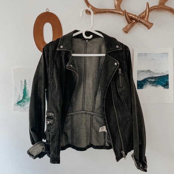 Free People Jackets & Blazers - Black Denim Free People Jacket